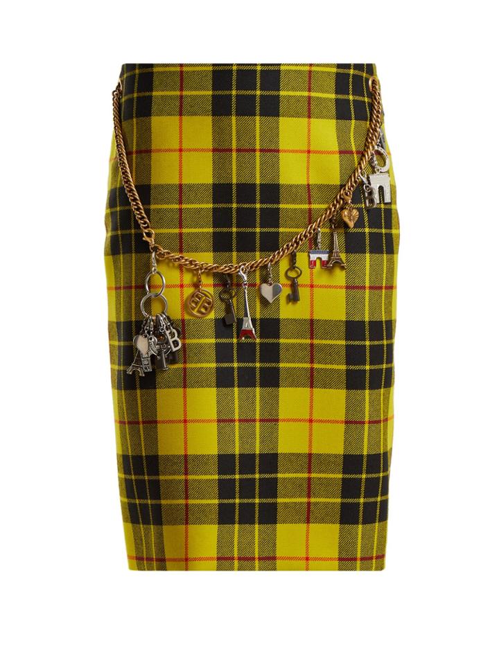 Balenciaga Tartan Twill Pencil Skirt