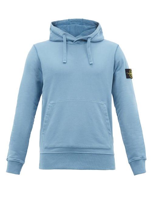 Stone Island - Logo-patch Cotton-jersey Hooded Sweatshirt - Mens - Blue
