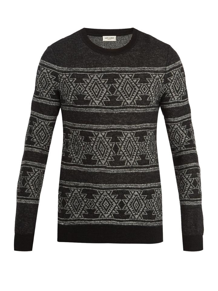 Saint Laurent Geometric Intarsia-knit Sweater