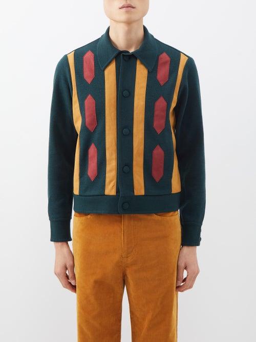 Sasquatchfabrix. - Rasta Faux Suede-trim Knit Cardigan - Mens - Dark Green