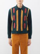 Sasquatchfabrix. - Rasta Faux Suede-trim Knit Cardigan - Mens - Dark Green