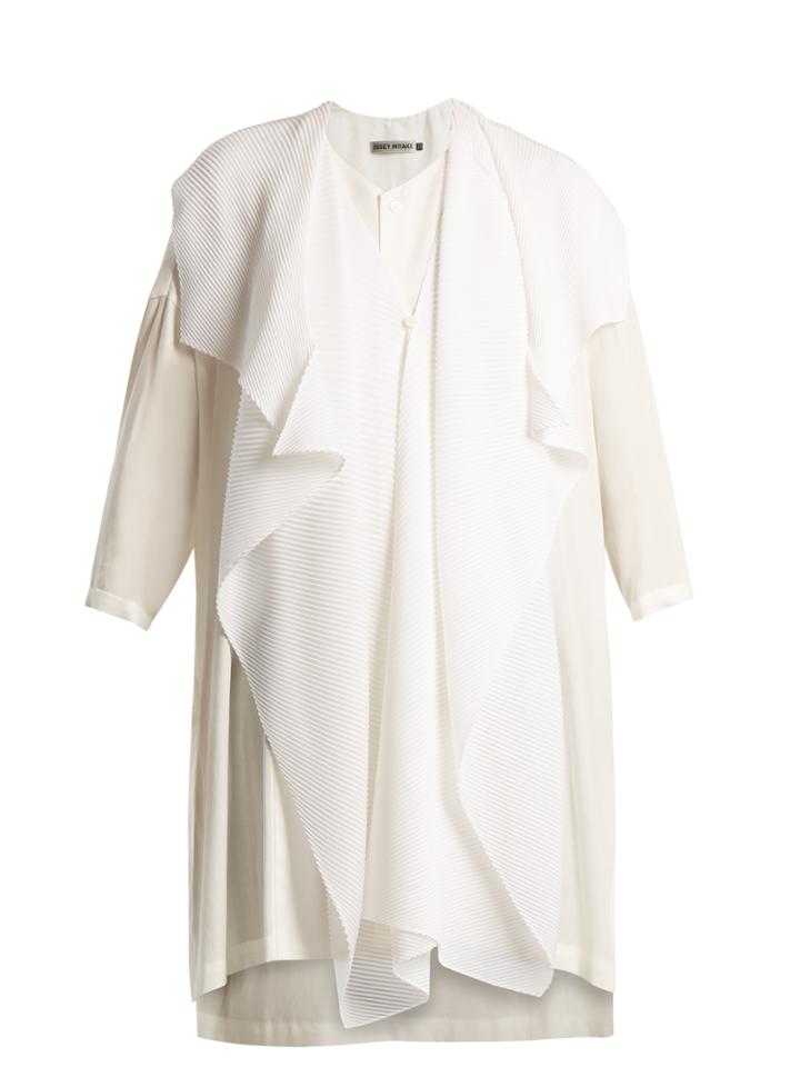 Issey Miyake Pleated-overlay Cotton Tunic Top