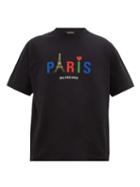 Matchesfashion.com Balenciaga - Paris-print Cotton-jersey T-shirt - Mens - Black