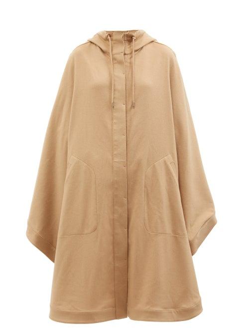 Ladies Rtw Gabriela Hearst - Joni Hooded Brushed-cashmere Cape Coat - Womens - Camel