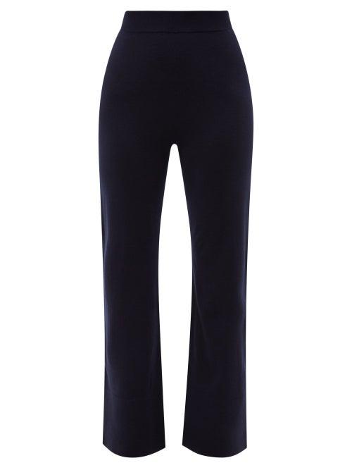 Altuzarra - Porter Merino Wool-blend Relaxed-leg Trousers - Womens - Dark Blue