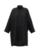 Matchesfashion.com Eskandar - Longline Band-collar Linen Shirt - Womens - Black