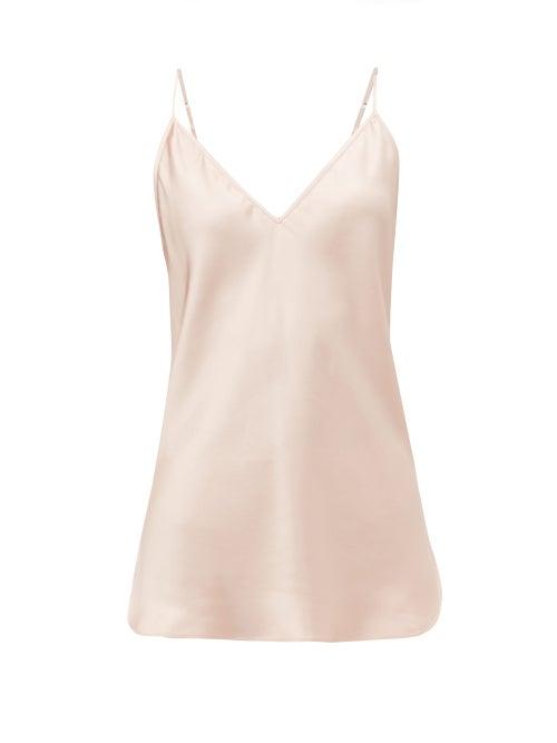 Matchesfashion.com Lee Mathews - Stella V Neck Silk Satin Camisole - Womens - Light Pink