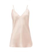Matchesfashion.com Lee Mathews - Stella V Neck Silk Satin Camisole - Womens - Light Pink
