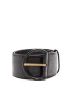 Matchesfashion.com Saint Laurent - Crocodile-effect Leather Belt - Womens - Black