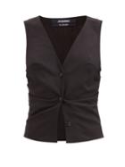 Jacquemus - Gathered Twill Waistcoat - Womens - Black