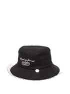 Matchesfashion.com Stephen Jones - Net-veil Logo-embroidered Canvas Bucket Hat - Womens - Black