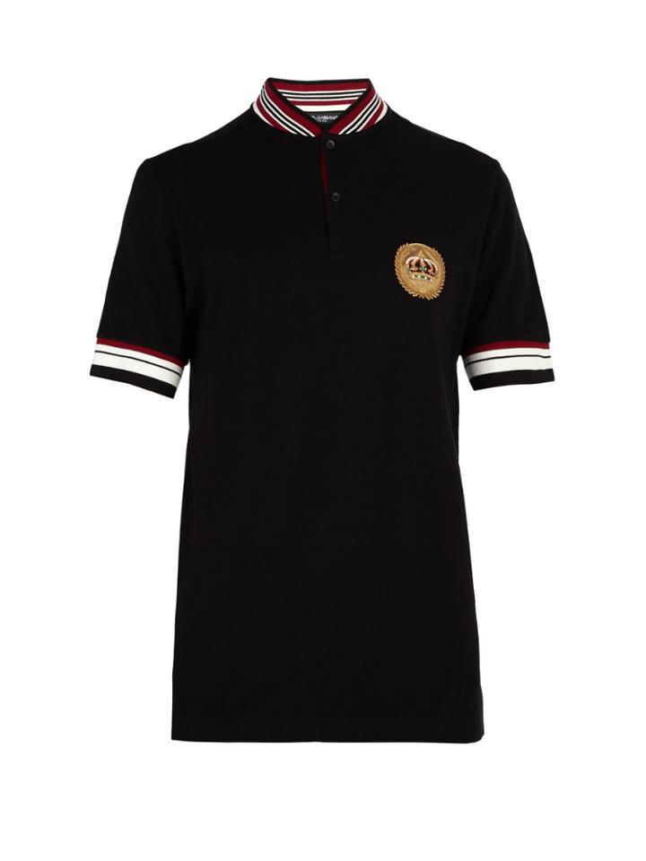 Dolce & Gabbana Appliqud Cotton-piqu Polo Shirt