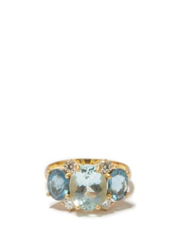 Ladies Fine Jewellery Irene Neuwirth - Gemmy Gem Diamond, Aquamarine & 18kt Gold Ring - Womens - Blue