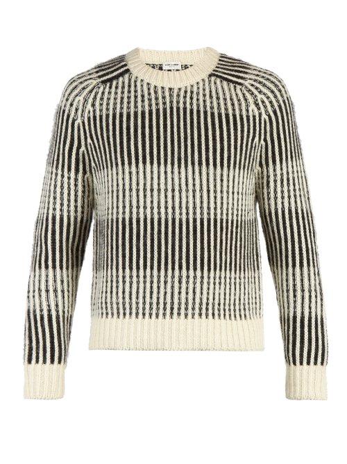Matchesfashion.com Saint Laurent - Striped Crew Neck Jumper - Mens - Black White