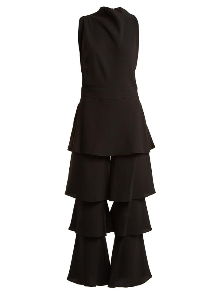 Osman Larissa Tiered Crepe Jumpsuit