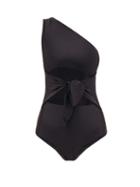 Matchesfashion.com Adriana Degreas - Asymmetric Knotted-waist Swimsuit - Womens - Black