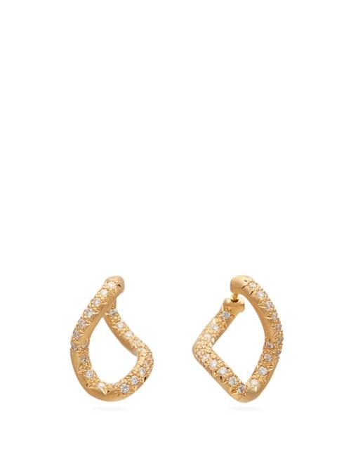 Matchesfashion.com Hum - Diamond And 18kt Gold Twist Earrings - Womens - Gold