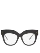 Matchesfashion.com Linda Farrow - Keaton Exaggerated-brow Acetate Glasses - Womens - Black