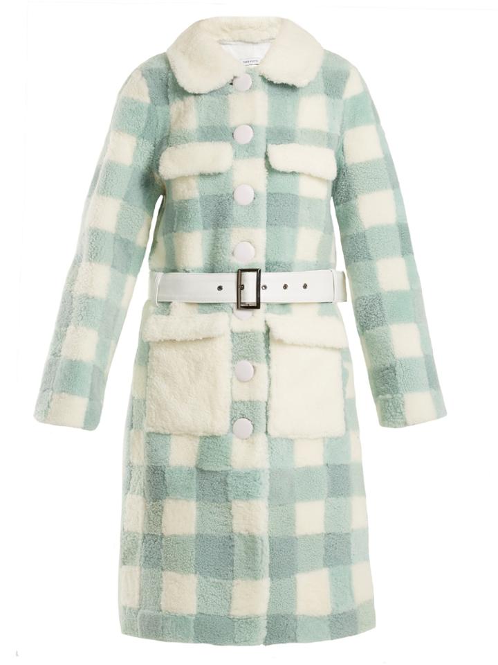 Saks Potts Lunis Checked Shearling Coat