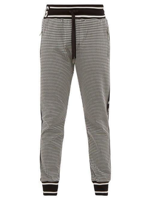 Matchesfashion.com Dolce & Gabbana - Houndstooth Knit Track Pants - Mens - Black White