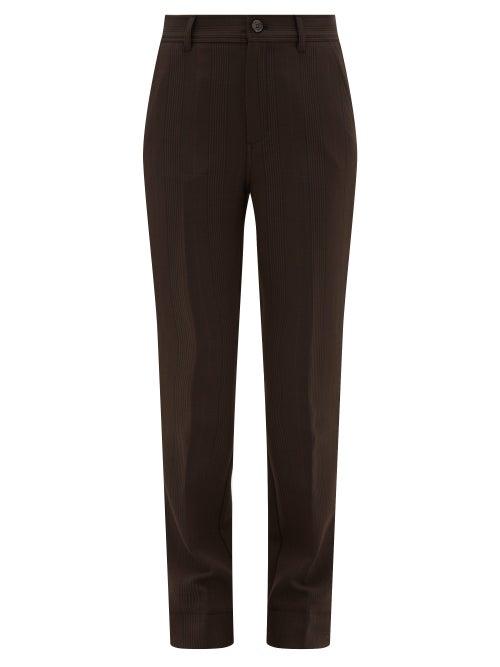 Matchesfashion.com Ganni - Pow-check Straight-leg Tailored Trousers - Womens - Dark Brown