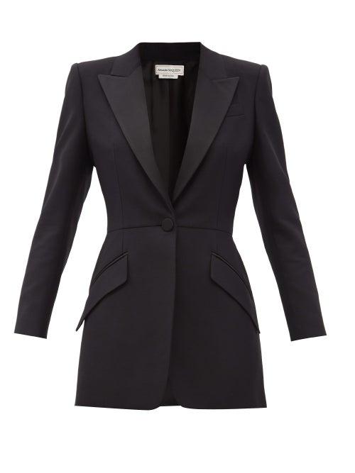 Matchesfashion.com Alexander Mcqueen - Peak-lapel Wool-blend Blazer - Womens - Black