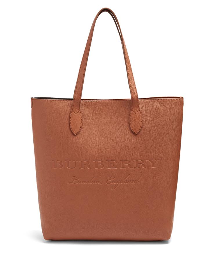 Burberry Logo-embossed Leather Tote Bag