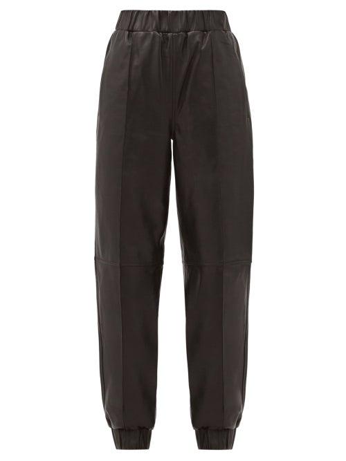 Matchesfashion.com Ganni - High-rise Leather Track Pants - Womens - Black
