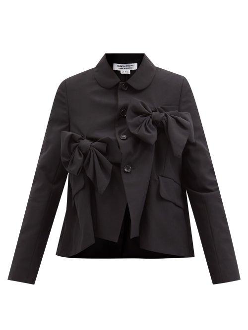 Comme Des Garons Comme Des Garons - Bow-appliqu Wool-twill Jacket - Womens - Black