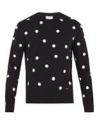 Ami Polka-dot Embroidered Cotton Sweatshirt