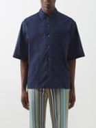Itoh - Embroidered-cotton Shirt - Mens - Navy