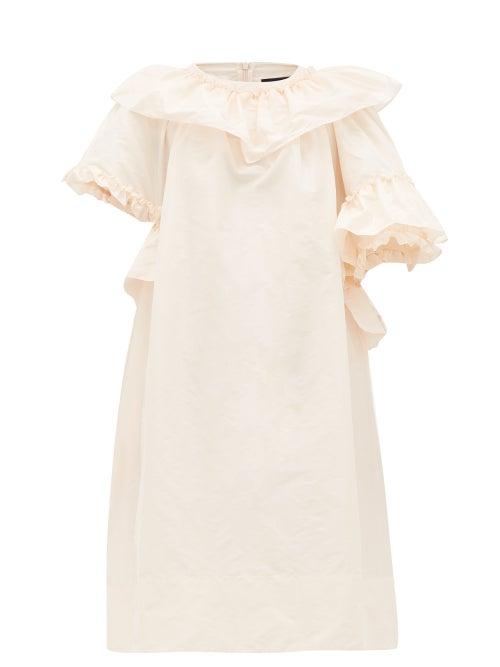 Matchesfashion.com Simone Rocha - Asymmetric Ruffle-trimmed Taffeta Dress - Womens - Pink