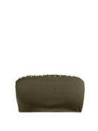 Matchesfashion.com Marysia - Corsica Knot Trimmed Bandeau Bikini Top - Womens - Khaki Multi