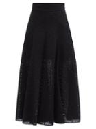 Matchesfashion.com Three Graces London - Amelina Paisley Broderie-anglaise Midi Skirt - Womens - Black