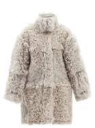 Raey - Stand-collar Curly Shearling Coat - Womens - Grey