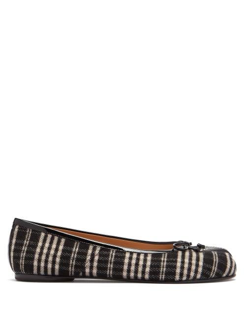 Matchesfashion.com Maison Margiela - Tabi Split-toe Checked Flannel Ballet Flats - Womens - Multi