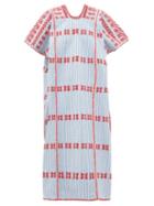 Matchesfashion.com Pippa Holt - No.169 Striped Embroidered Cotton Kaftan - Womens - Blue Multi