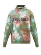 Dsquared2 - Logo-print Tie-dyed Cotton Hooded Sweatshirt - Mens - Green Multi