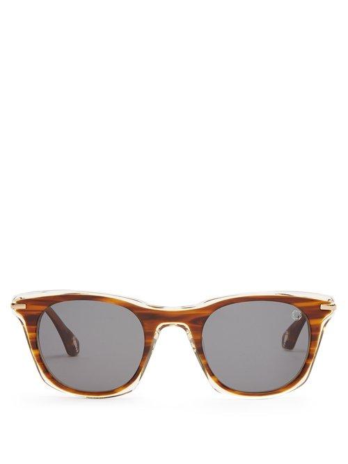 Matchesfashion.com Blake Kuwahara - Mc Intire Acetate Sunglasses - Mens - Brown Multi