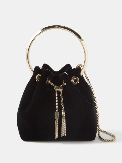 Jimmy Choo - Bon Bon Velvet Clutch Bag - Womens - Black