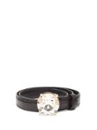 Matchesfashion.com Miu Miu - Crystal Buckle Patent Leather Belt - Womens - Black