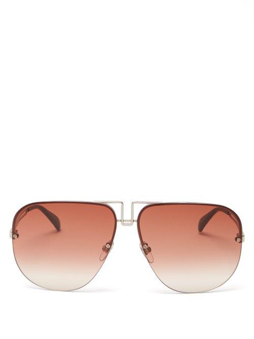 Matchesfashion.com Givenchy - Gradated Lens Metal Aviator Sunglasses - Womens - Brown Silver