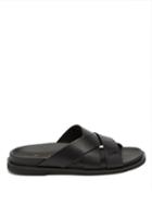 Matchesfashion.com Valentino Garavani - Vltn-print Cross-strap Leather Sandals - Mens - Black