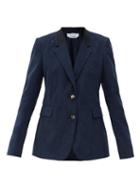 Matchesfashion.com Gabriela Hearst - Sophie Suede-collar Cotton-needlecord Suit Jacket - Womens - Navy