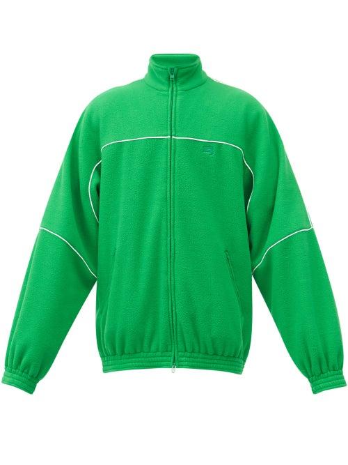 Matchesfashion.com Balenciaga - Logo-embroidered Fleece Track Jacket - Mens - Green