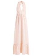 Matchesfashion.com Loup Charmant - Farrah Halterneck Linen Dress - Womens - Light Pink