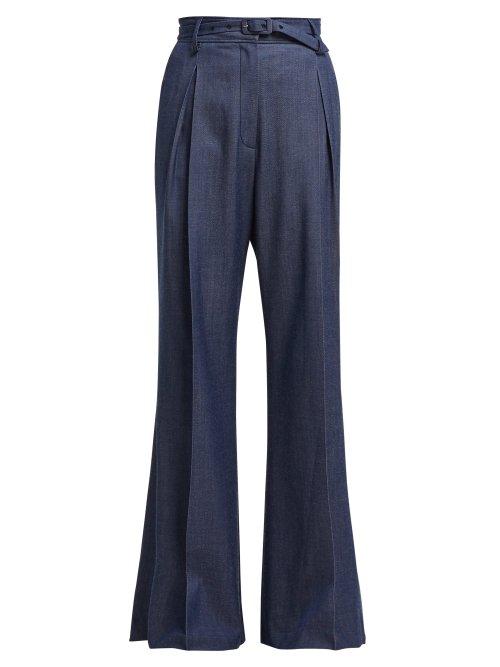 Matchesfashion.com Gabriela Hearst - Dora Wide Leg Trousers - Womens - Indigo