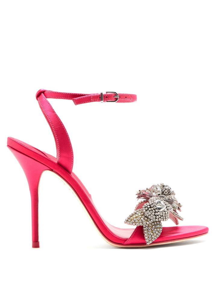 Sophia Webster Lilico Crystal-embellished Satin Sandals