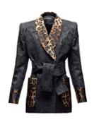 Matchesfashion.com Dolce & Gabbana - Leopard Trim Floral Jacquard Jacket - Womens - Black