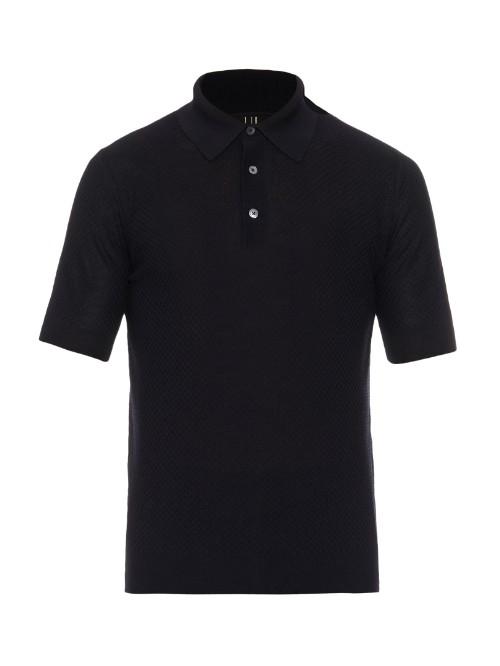 Dunhill Waffle-knit Mulberry Silk Polo Shirt